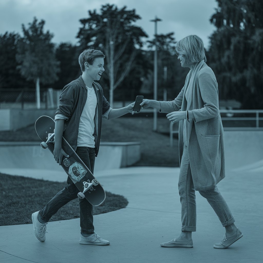 Dame finder skaterens mobiltelefon